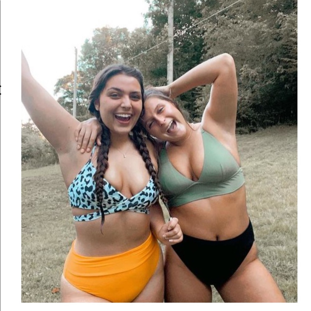 Aerie Leopard Wrap Halter Bikini Top - size M